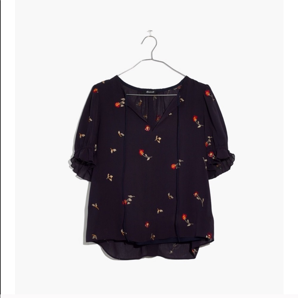 Embroidered Ruffle-Sleeve Top in Sweet Blossoms - Picture 4 of 4